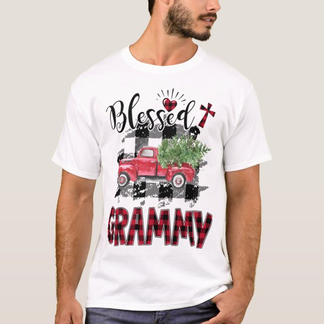 Blessed Grammy Red-plaid Christmas T-Shirt (Front)