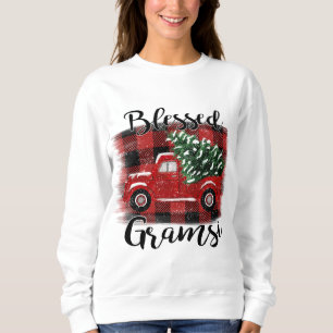 Blessed Gramsi Red Truck Vintage Christmas Tree Sweatshirt