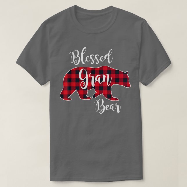 Blessed Gran Bear Red Buffalo Check Plaid Fun Gran T-Shirt (Design Front)