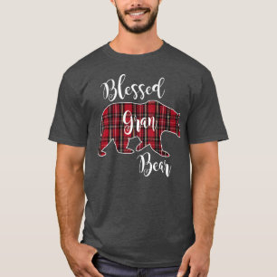 Blessed Gran Bear Red Tartan Plaid Grandma Gift Pr T-Shirt