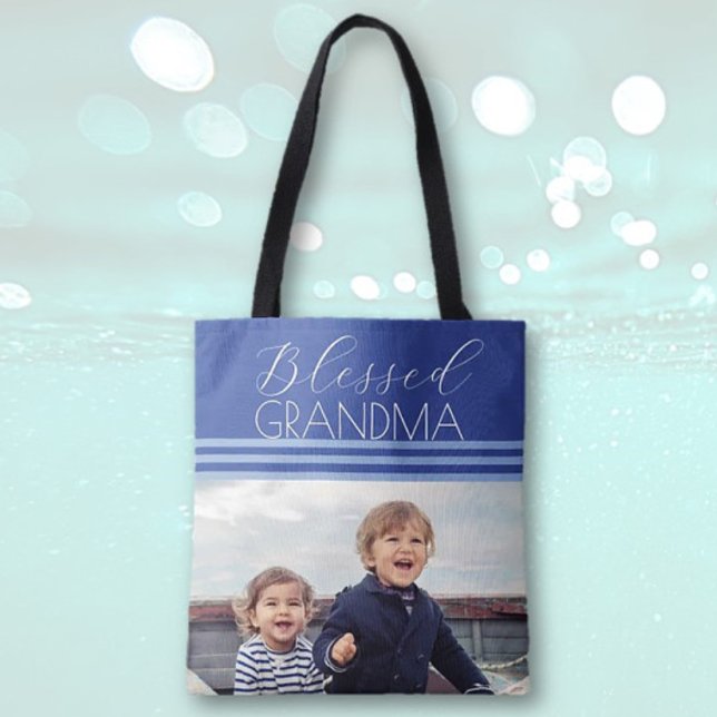 Blessed Grandma custom photo gift Tote Bag (Creator Uploaded)