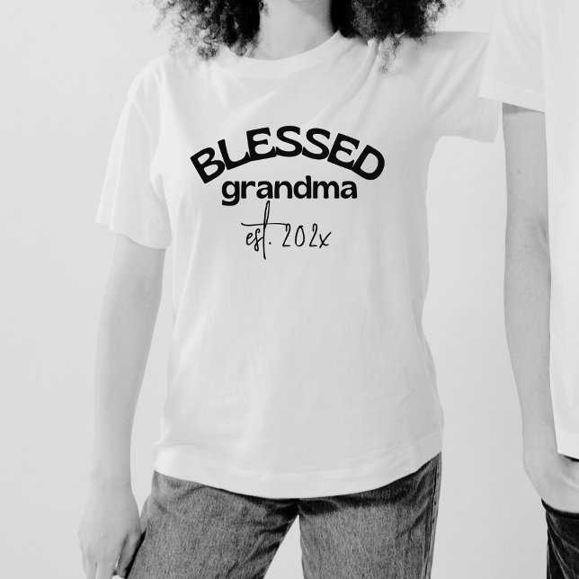 Blessed Grandma Established Year Black White T-Shirt (Creator Uploaded)