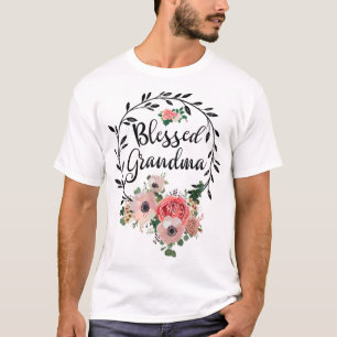Blessed Grandma For Women Flower Decor Grandma T-Shirt