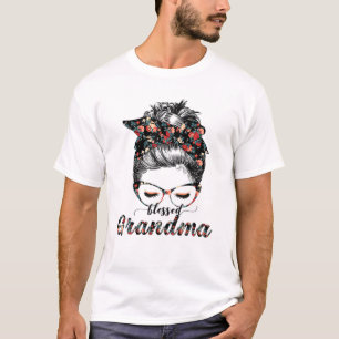 Blessed Grandma Messy Bun Women Happy Easter, Moth T-Shirt