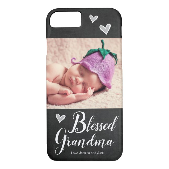 Blessed Grandma One Photo Chalkboard Case-Mate iPhone Case (Back)