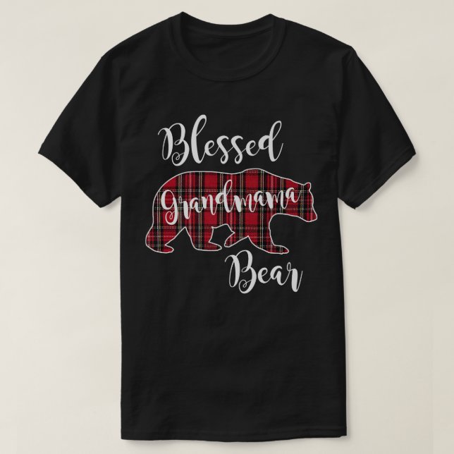 Blessed Grandmama Bear Red Tartan Plaid Grandma Gi T-Shirt (Design Front)