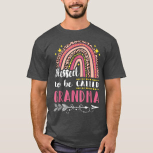 Blessed GrandmaPink Rainbow Leopard Mom Mothers Da T-Shirt