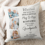Blessed Grandparents Grandchildren Photo Collage Throw Pillow<br><div class="desc">Celebrate your grandparents with a custom photo collage pillow. This unique grandparents pillow is the perfect gift whether its a birthday, Grandparents day or Christmas. We hope your special keepsake grandparent gift will become a treasured keepsake for years to come. . Quote " Blessed are those who Spoil & Snuggle,...</div>