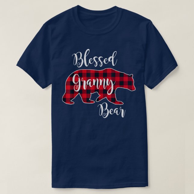 Blessed Granny Bear Red Buffalo Check Plaid Fun Gr T-Shirt (Design Front)