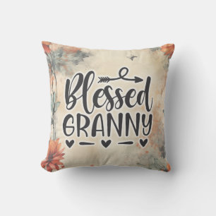Blessed Granny Garden Floral Throw Pillow