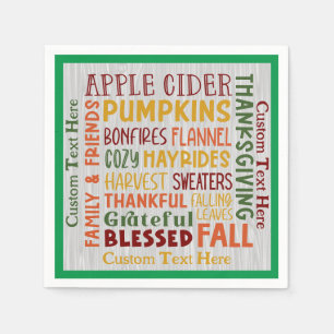 Blessed Grateful Autumn Fall Artwork Personalized Napkin