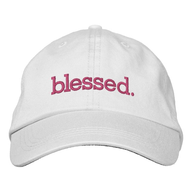 Blessed Grateful Gratitude Thanksgiving Pink Embroidered Hat (Front)