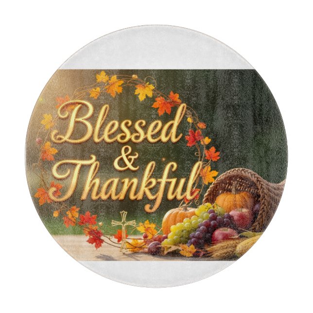 Blessed & Grateful  -  Inspirational Cutting Board (Front)