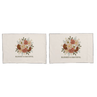 Blessed & Grateful – Watercolor Floral Throw Pillo Pillowcase