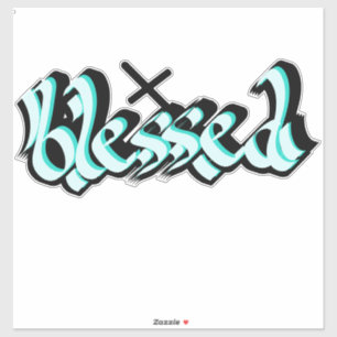Blessed Hand Lettering Calligraphy Cross Decal