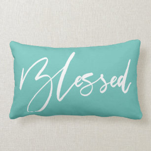 Blessed Handwritten Typography Lumbar Pillow