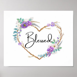 Blessed Heart-Shaped Floral Wreath Poster