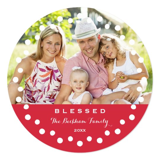 Blessed Holiday Ornament Photo Card / Red
