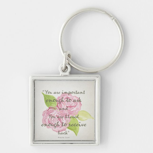 BLESSED & IMPORTANT ENOUGH TO ASK RECEIVE  FLORAL KEYCHAIN (Front)