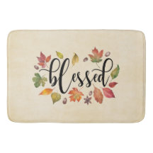 Blessed In Black Calligraphy And Autumn Leaves