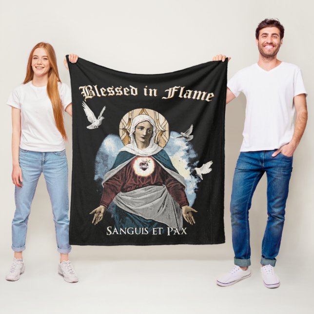 Blessed in Flame - Gothic Design Fleece Blanket (In Situ)