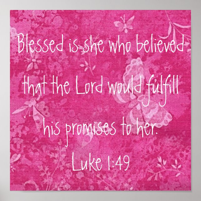 Blessed is her who believed bible verse poster (Front)
