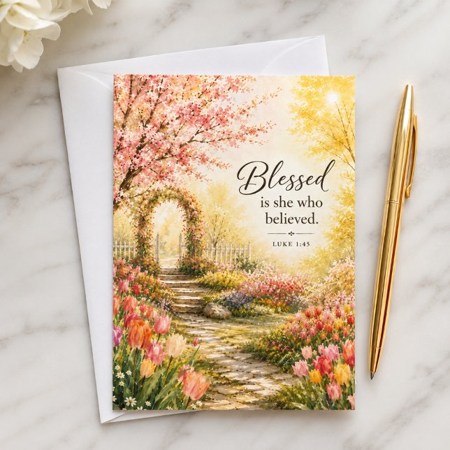 Blessed Is She Who Believed | Luke 1:45 Scripture Card (Creator Uploaded)