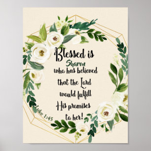 Blessed is she who believed Name Christian  Poster