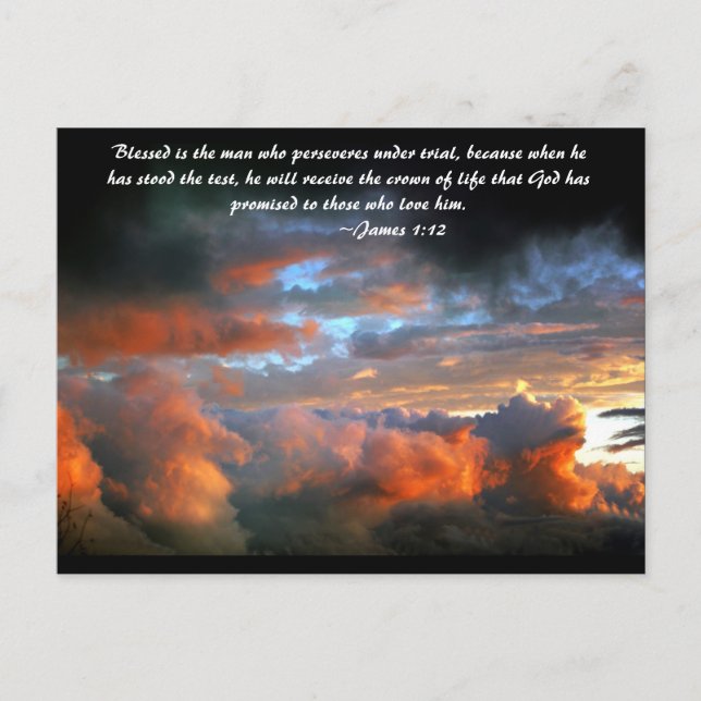 Blessed is the man who perseveres under trial, bec postcard (Front)