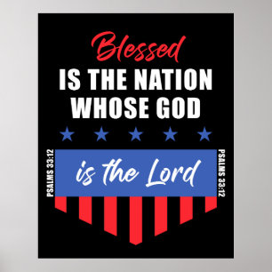 Blessed is the Nation – Christian Patriotic USA Poster