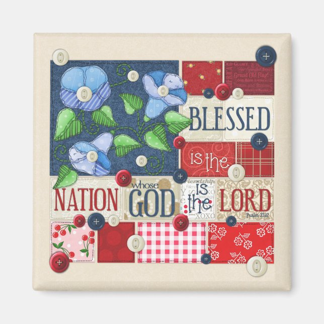 "Blessed is the Nation" Scripture Magnet (Front)