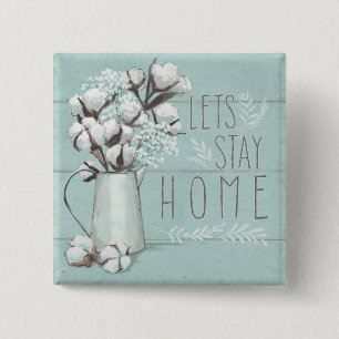 Blessed IV Mint Lets Stay Home 2 Inch Square Button