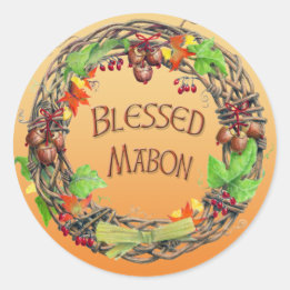 Blessed Mabon Wreath Classic Round Sticker