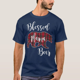 Blessed Mama Bear Red Tartan Plaid Pattern Mom Mot T-Shirt