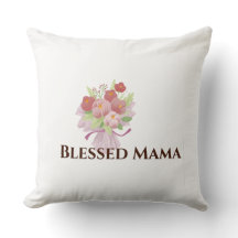 Blessed Mama Decorative Floral Throw Pillow