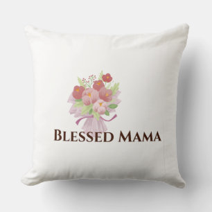 Blessed Mama Decorative Floral Throw Pillow