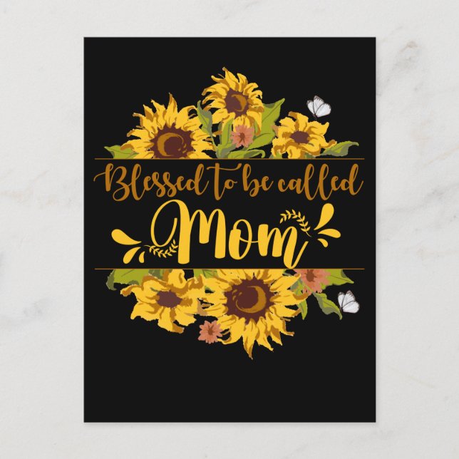 Blessed Mama Family Mother's Day Sunflower Mom Postcard (Front)