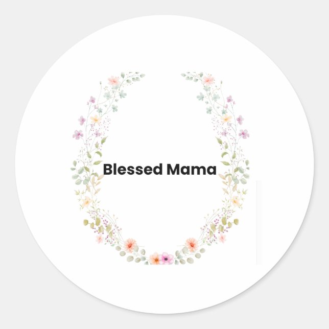 Blessed Mama Floral Inspirational Sticker (Front)
