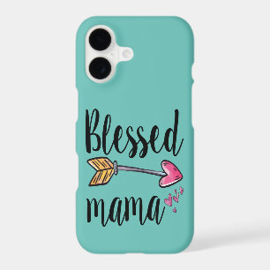 Blessed Mama Gift for Mom Turquoise iPhone 15 Case