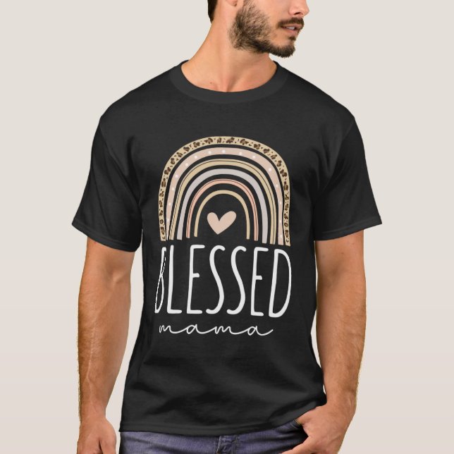 Blessed Mama  Leopard Rainbow T-Shirt (Front)