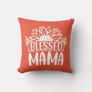 Blessed Mama Sunflower  Throw Pillow