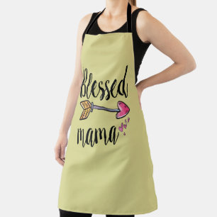 Blessed Mama with Arrow and Hearts Yellow Apron
