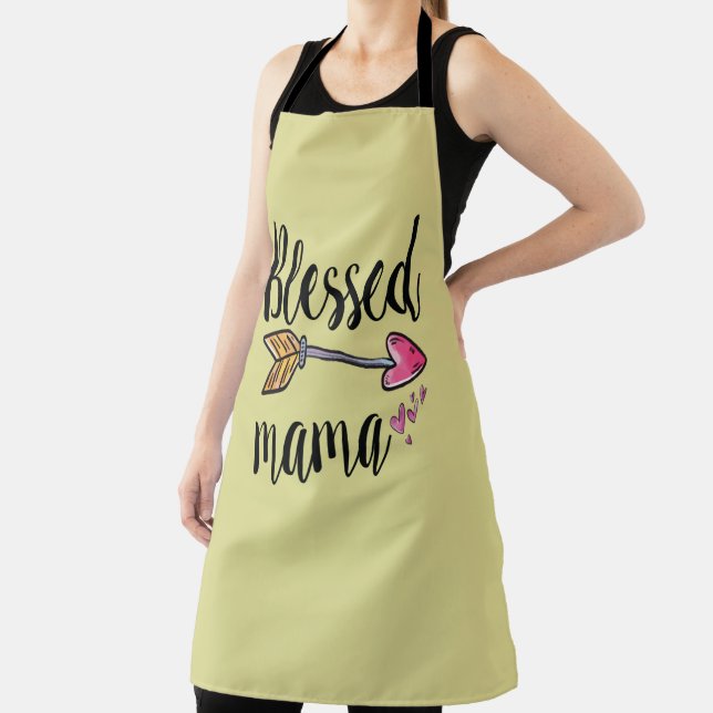 Blessed Mama with Arrow and Hearts Yellow  Apron (Insitu)