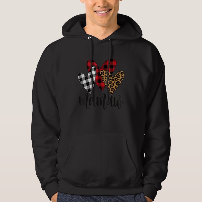 Blessed mamaw leopard Buffalo Plaid mamaw   Hoodie (Front)