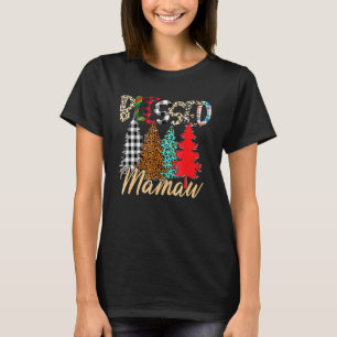 Blessed Mamaw Leopard Plaid Christmas Tree Family  T-Shirt