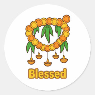 Blessed Marigold Garland Toran Classic Round Sticker