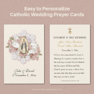 Blessed Mary  Catholic  Wedding Favour Card 