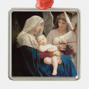 Blessed Mary Holding Jesus with Angels Metal Ornament