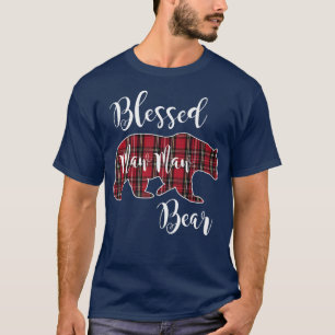 Blessed Maw Maw Bear Red Tartan Plaid Pattern Mama T-Shirt
