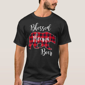 Blessed Meema Bear Red Buffalo Check Plaid Fun Gra T-Shirt